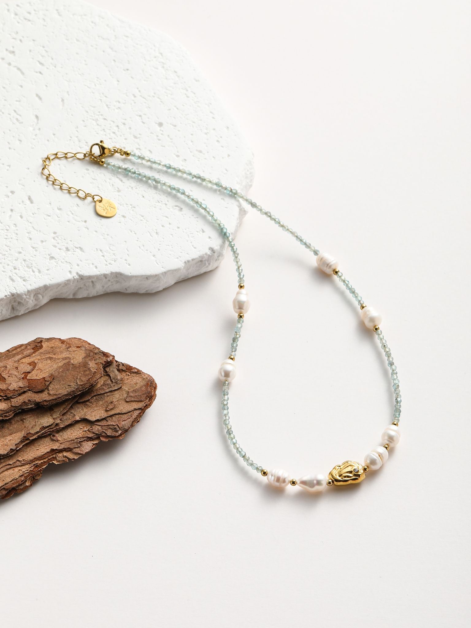 Collana perle fiume e pietra dura