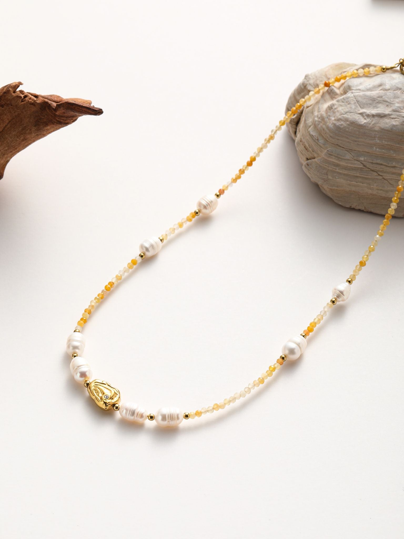 Collana perle fiume e pietra dura