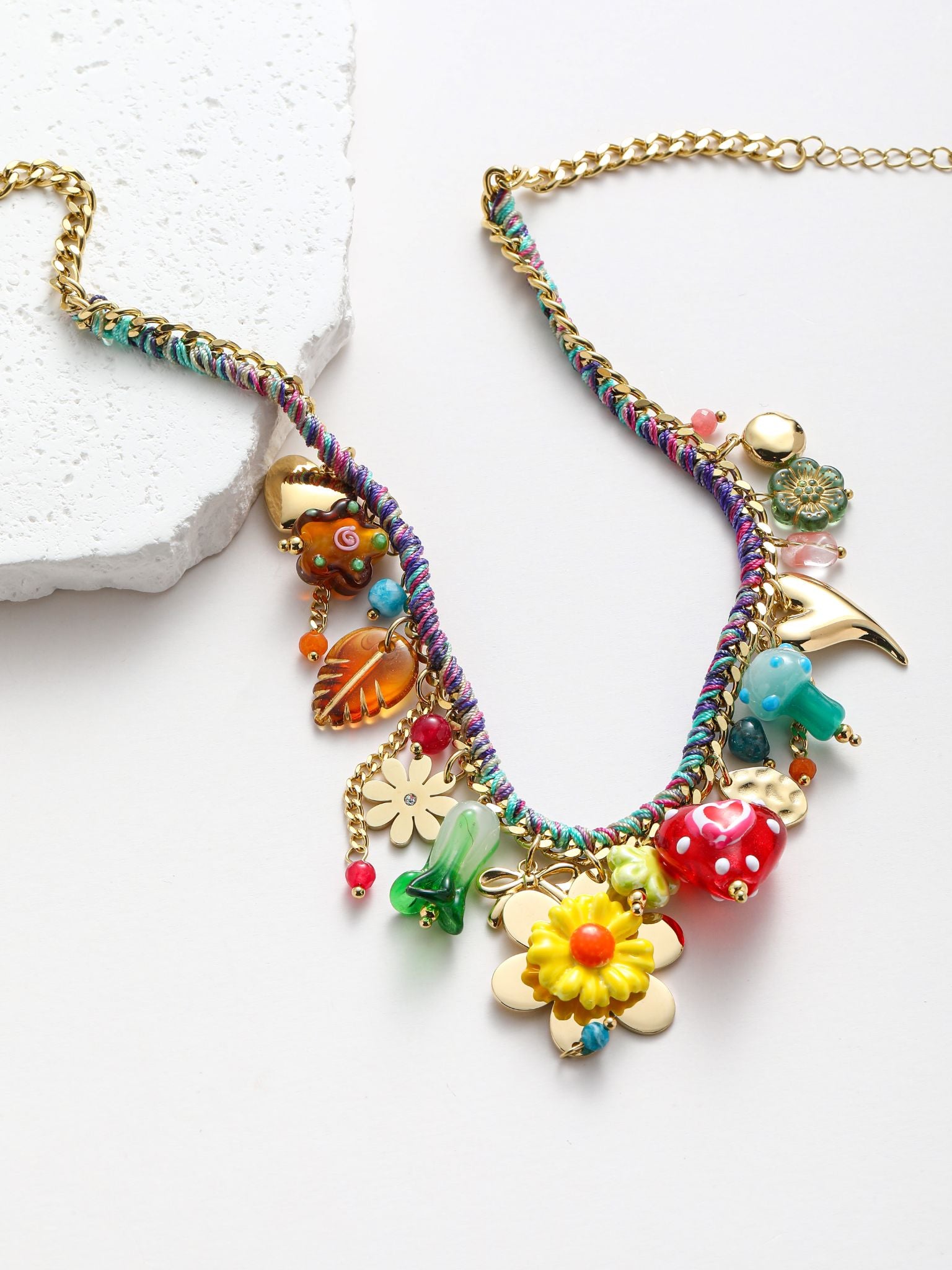 Collana con pedenti fiore cuore ect.