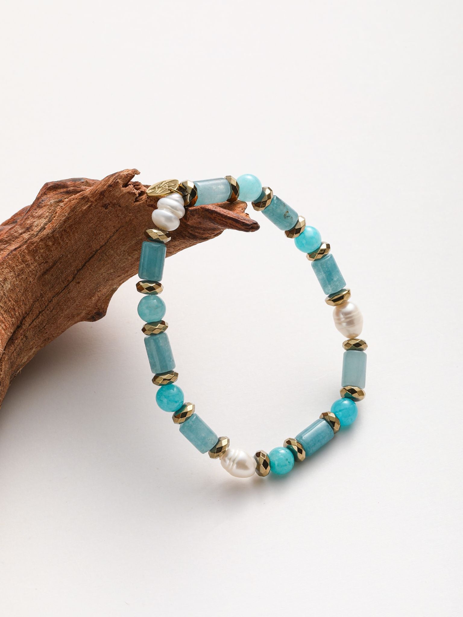 Bracciale perle fiume e pietra dura