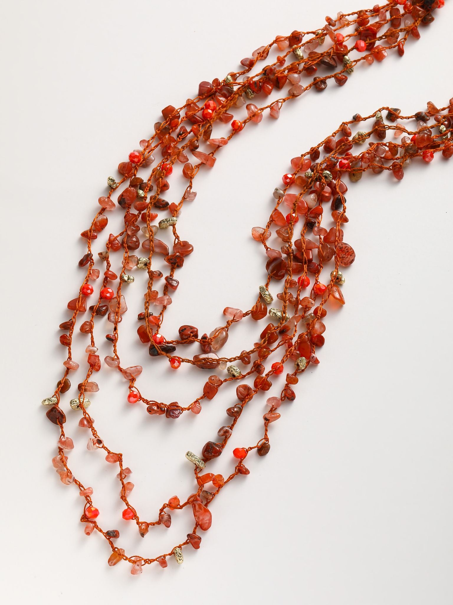 Collana intrecciato di pietra dura a 5 strati
