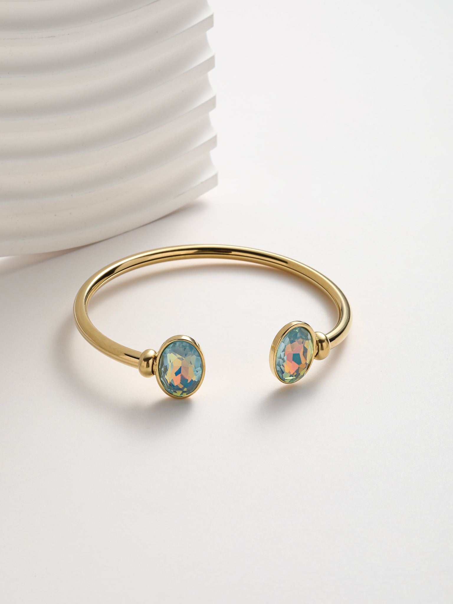 Bracciale rigido acciaio con strass forma ovale