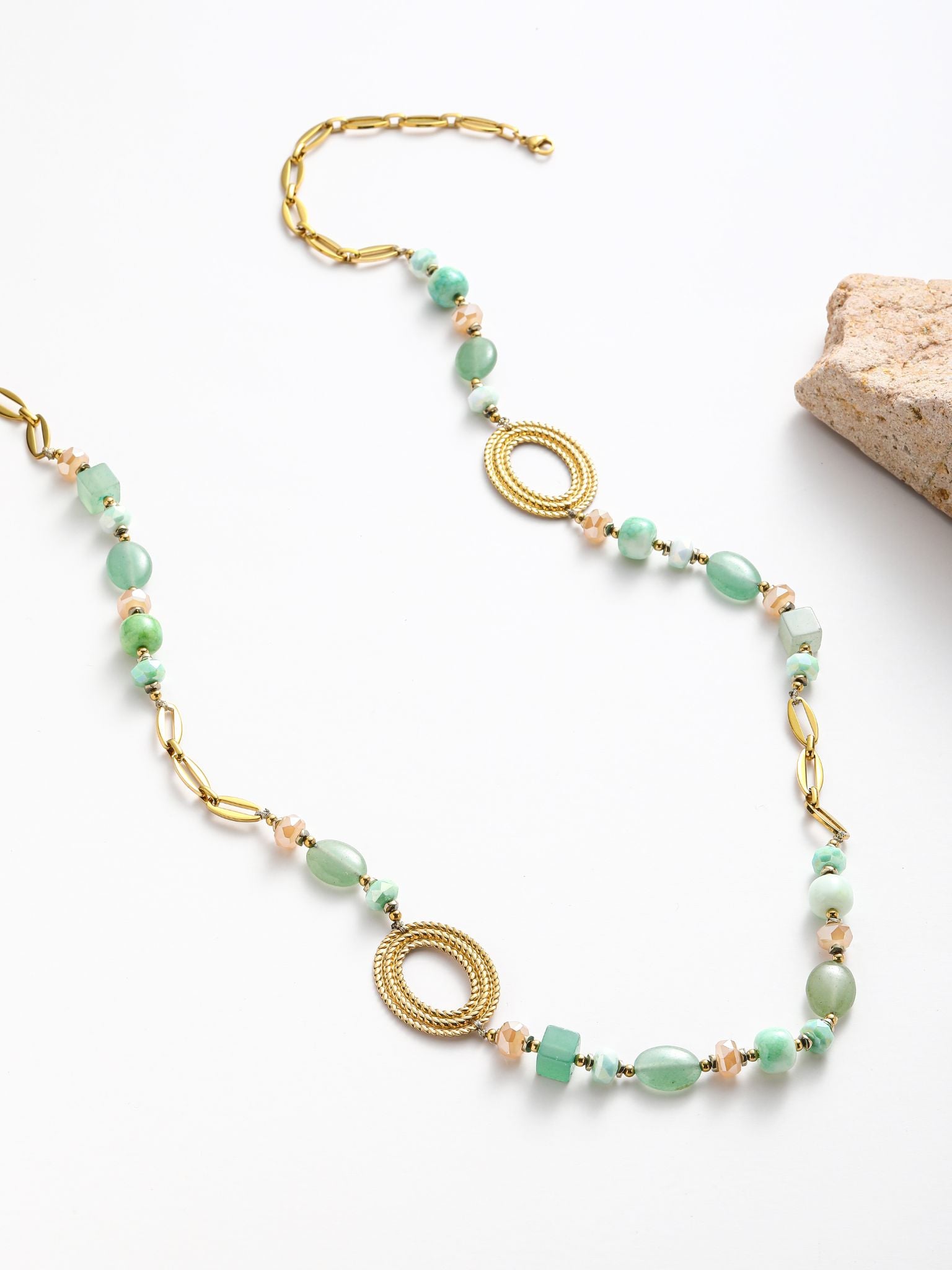 Collana in acciaio con pietra dura agata