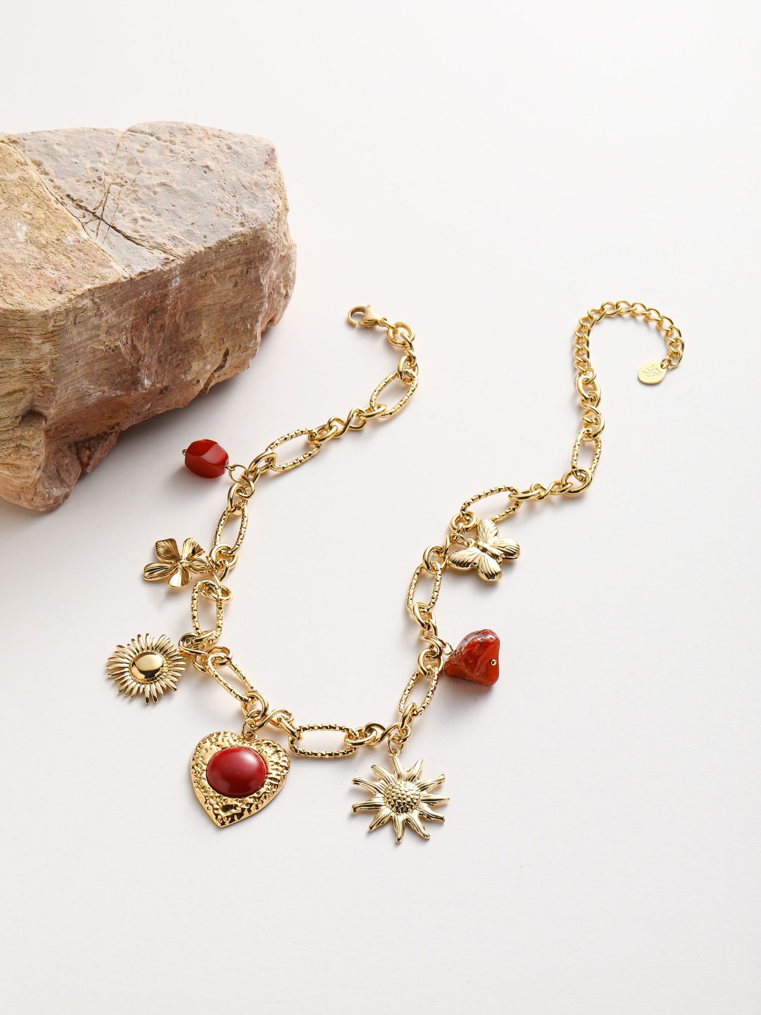 Collana con pedenti Cuore girasole e fiore ect.