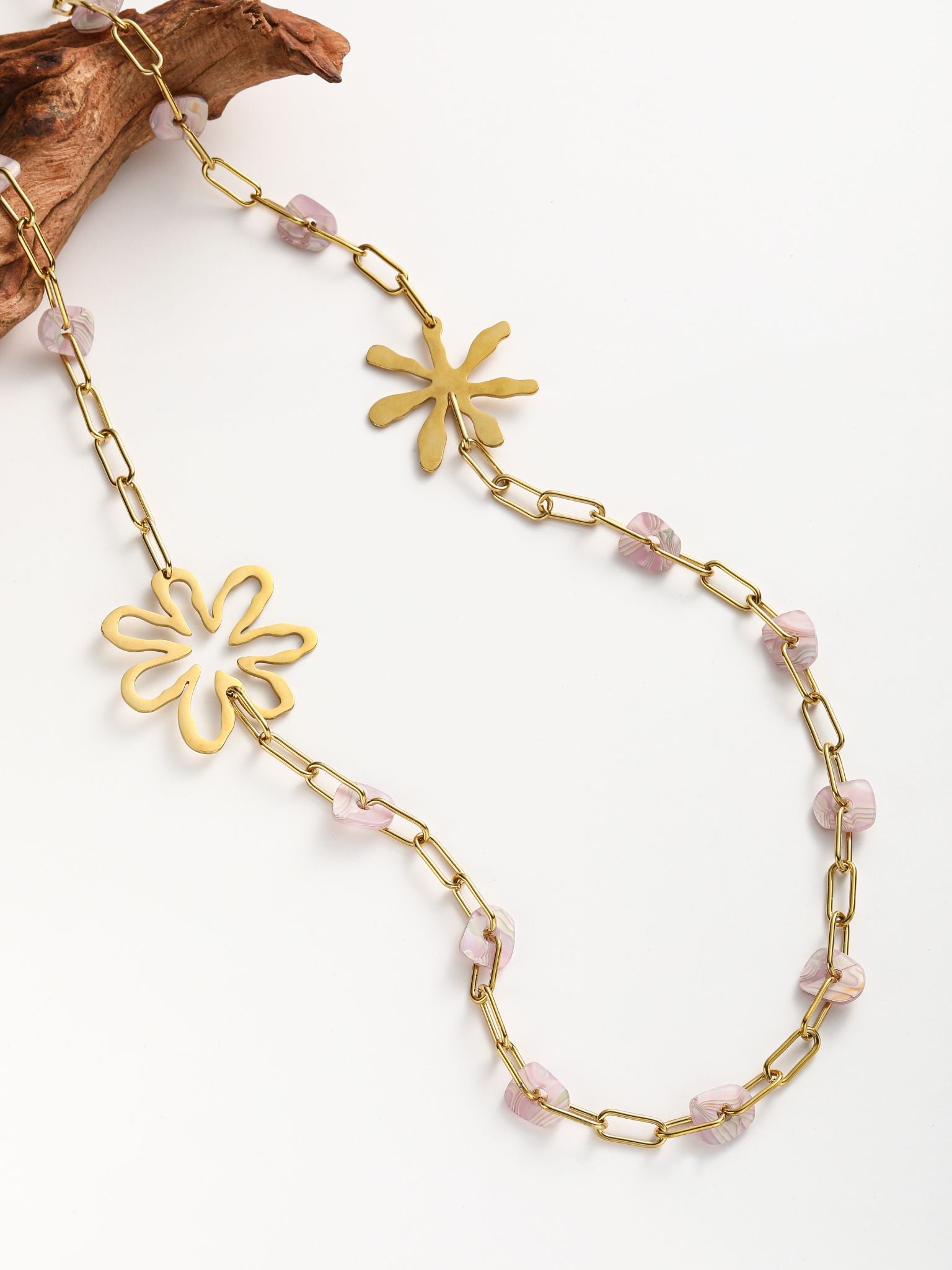 Collana fiore in acciaio con plexiglass