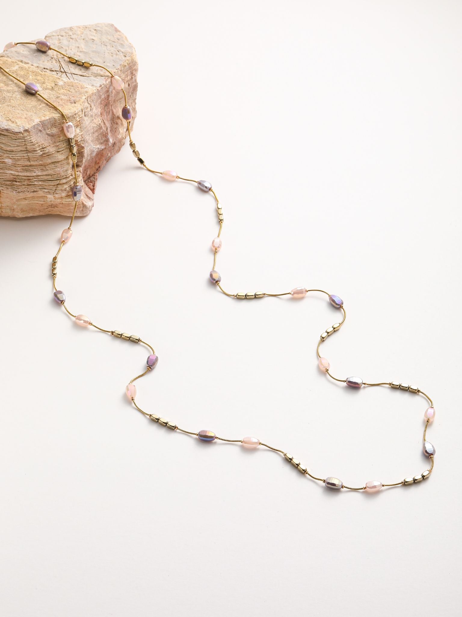 Collana a catene serpente oro con cristallo a form