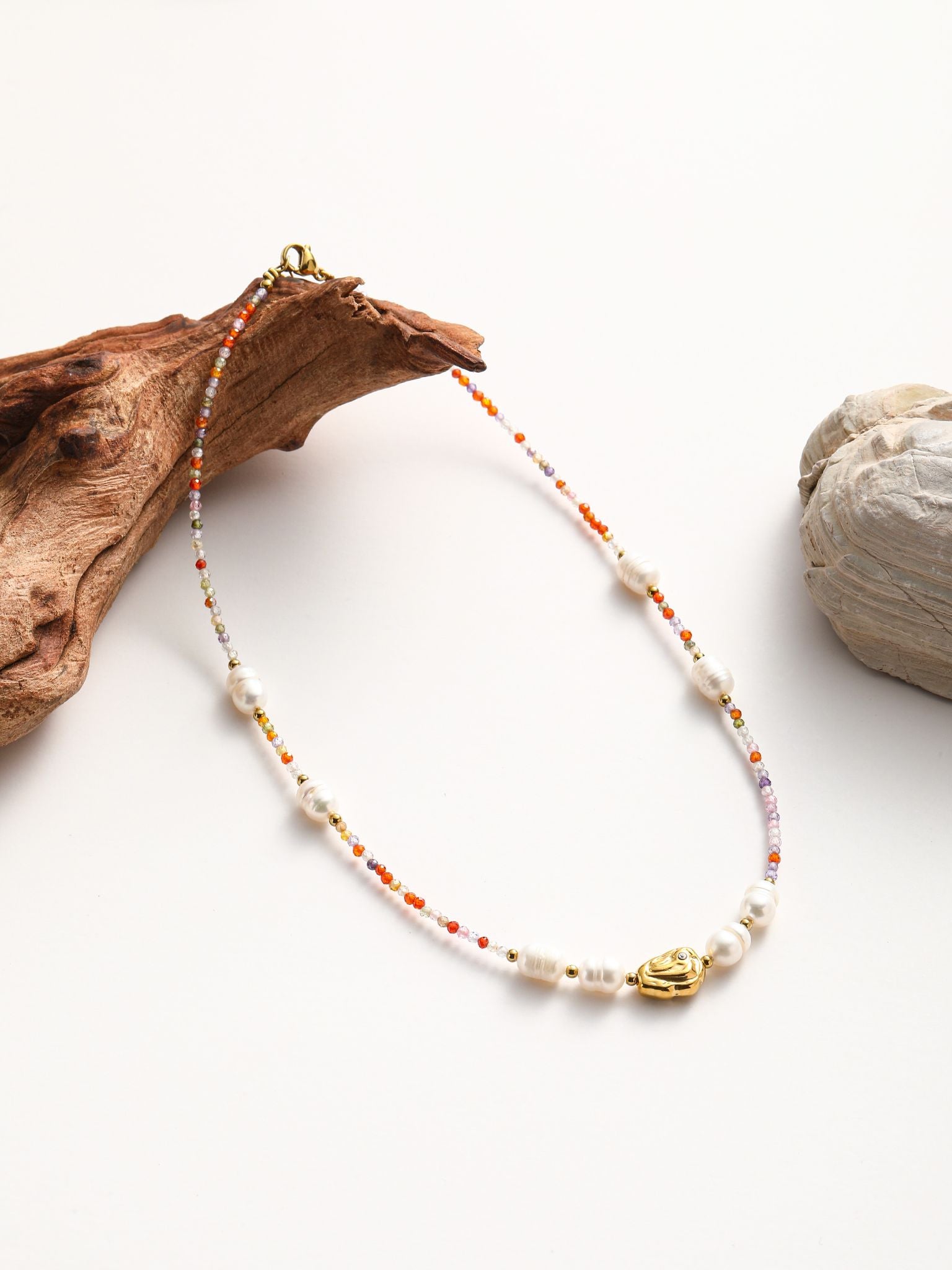 Collana perle fiume e pietra dura