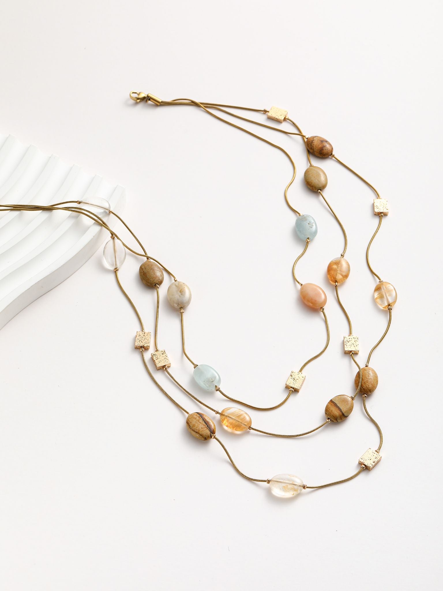Collana con pietra OCCHIO DI GATTO a 3 strati