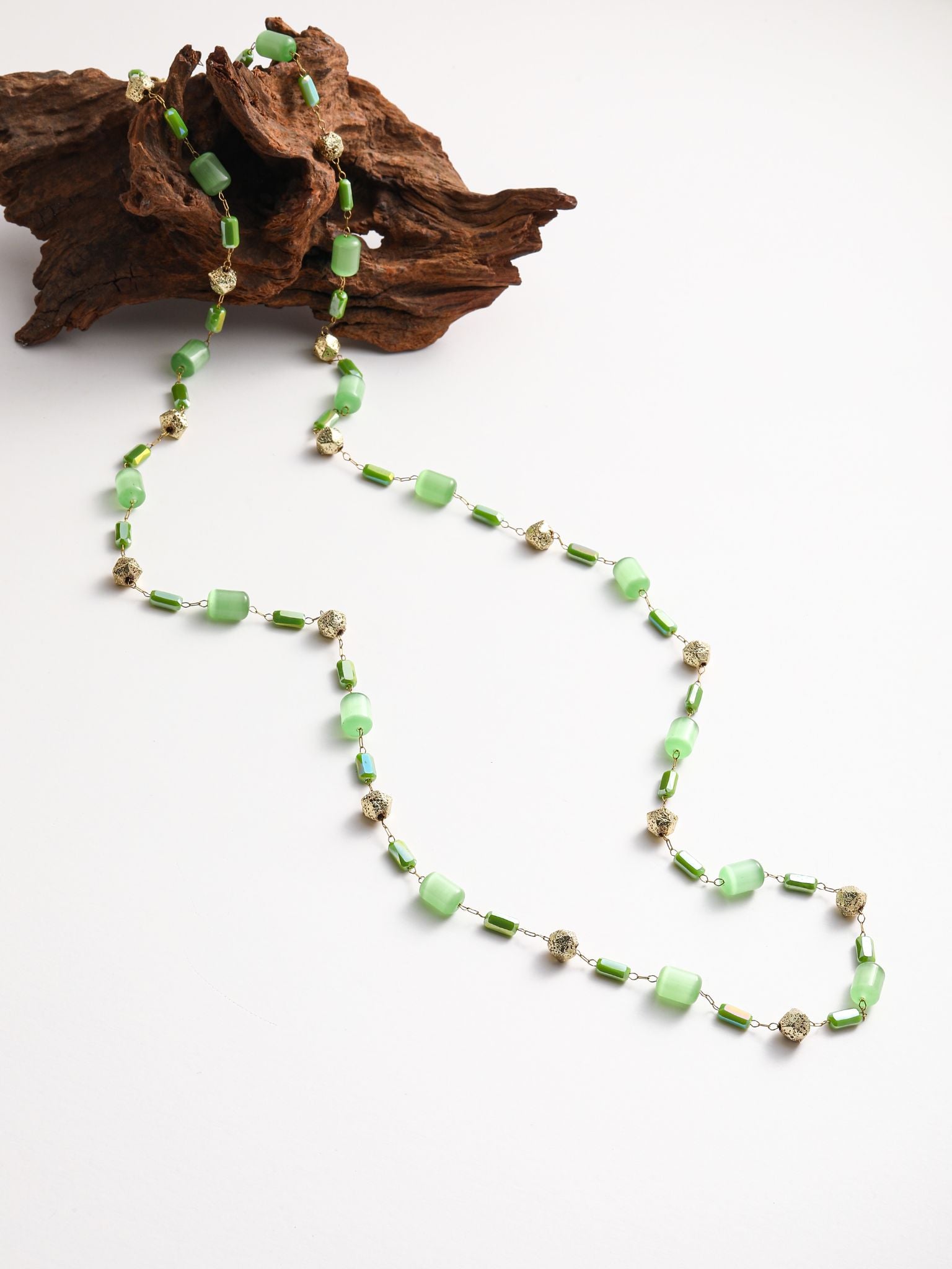 Collana in catena con pietra OCCHIO DI GATTO