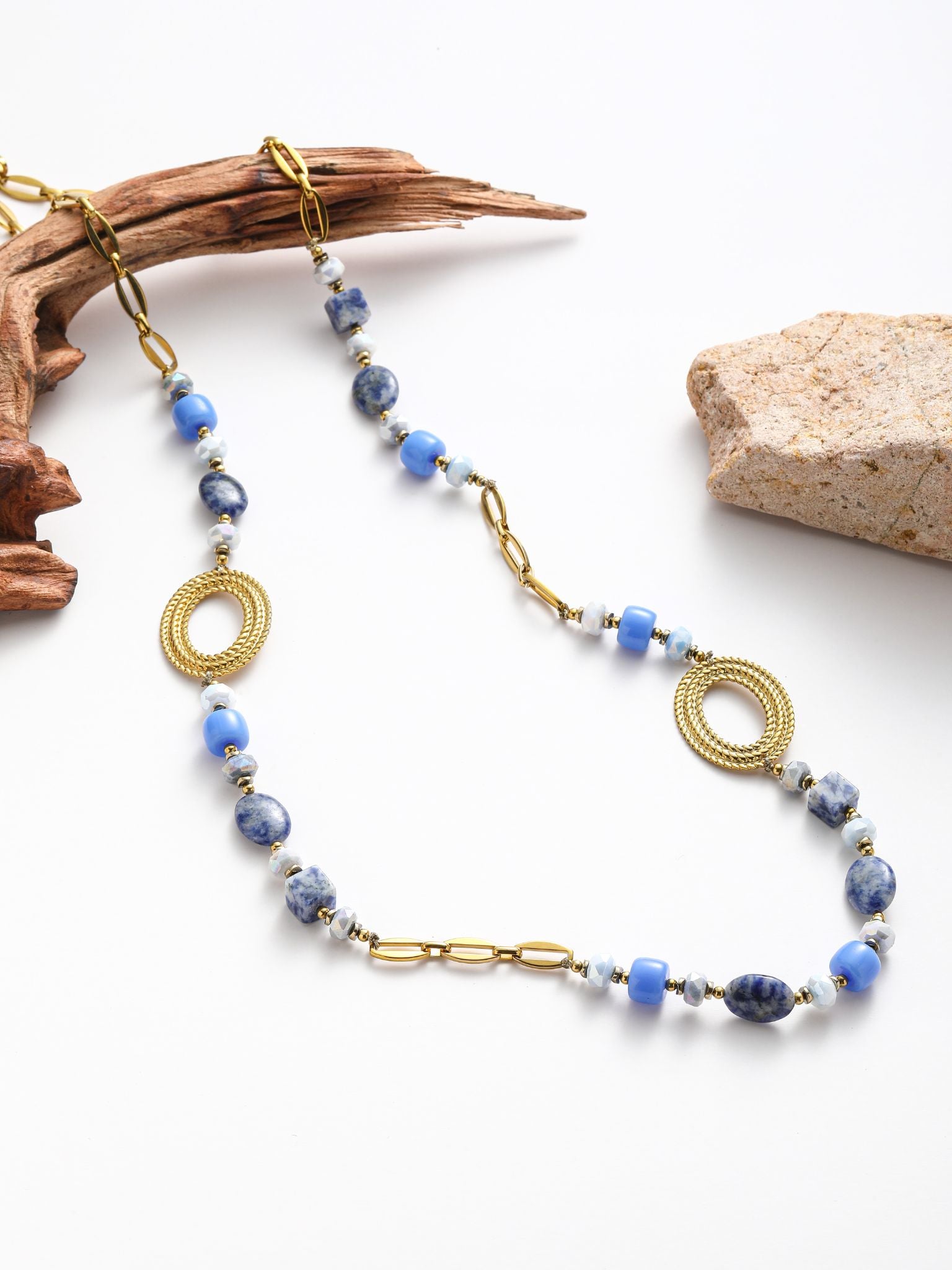 Collana in acciaio con pietra dura agata