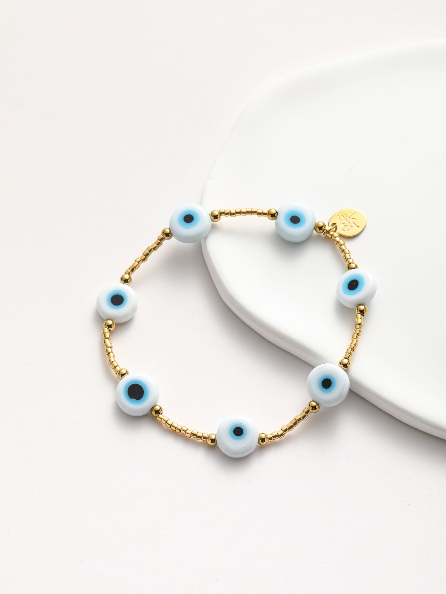 Bracciale in perline con vetro smalto occhi