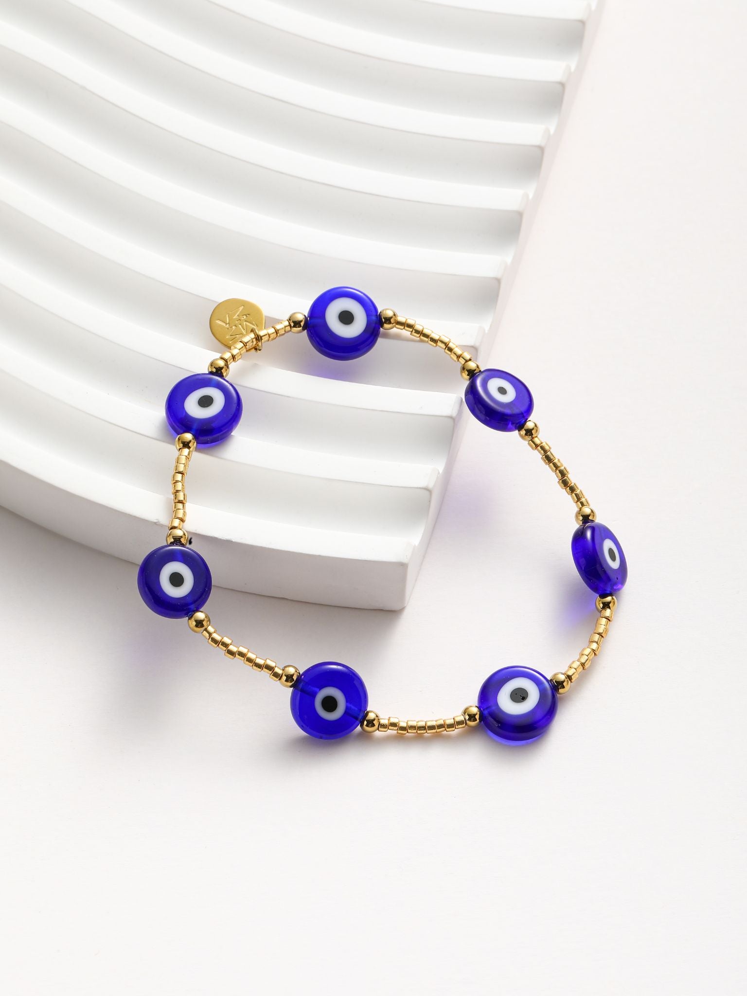 Bracciale in perline con vetro smalto occhi