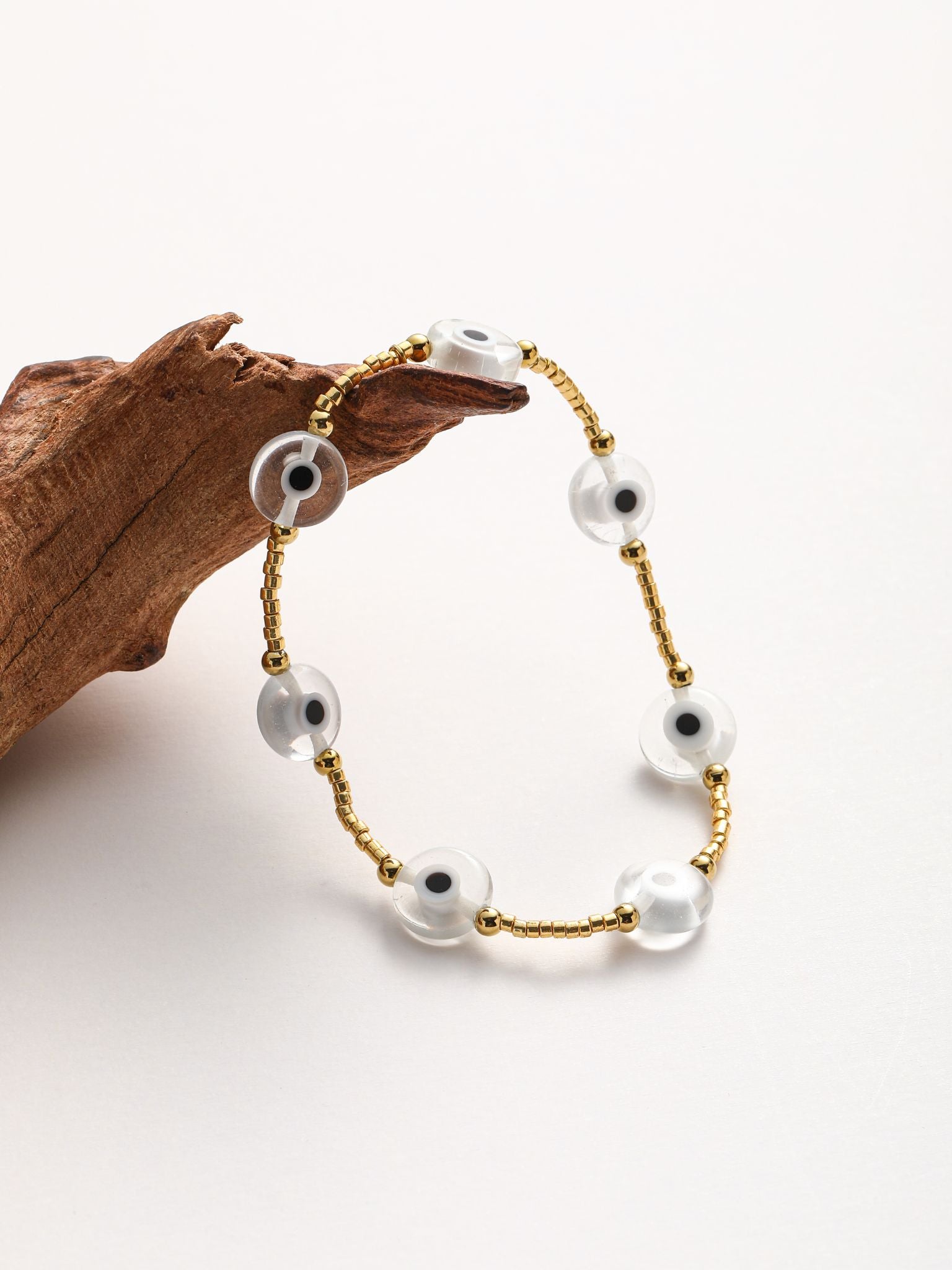 Bracciale in perline con vetro smalto occhi