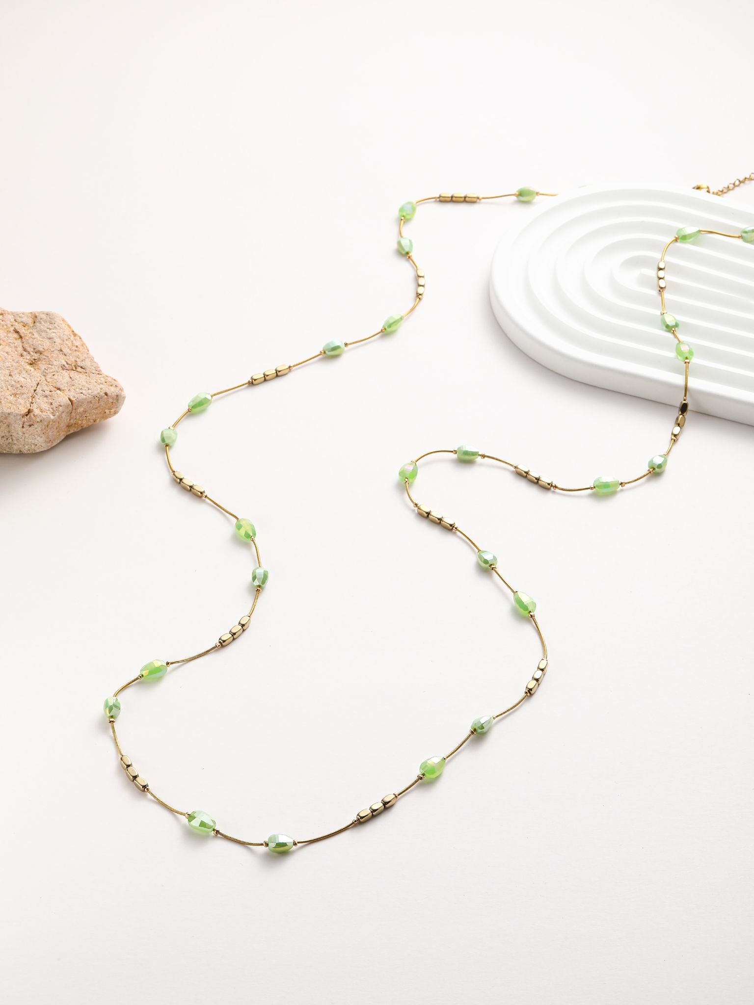 Collana a catene serpente oro con cristallo a form