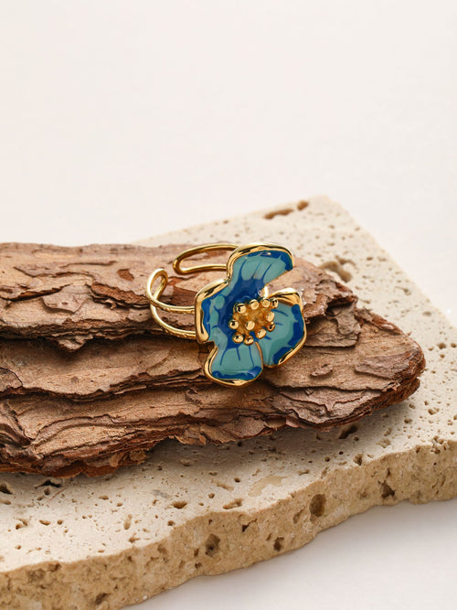 Anelllo fiore con smalto