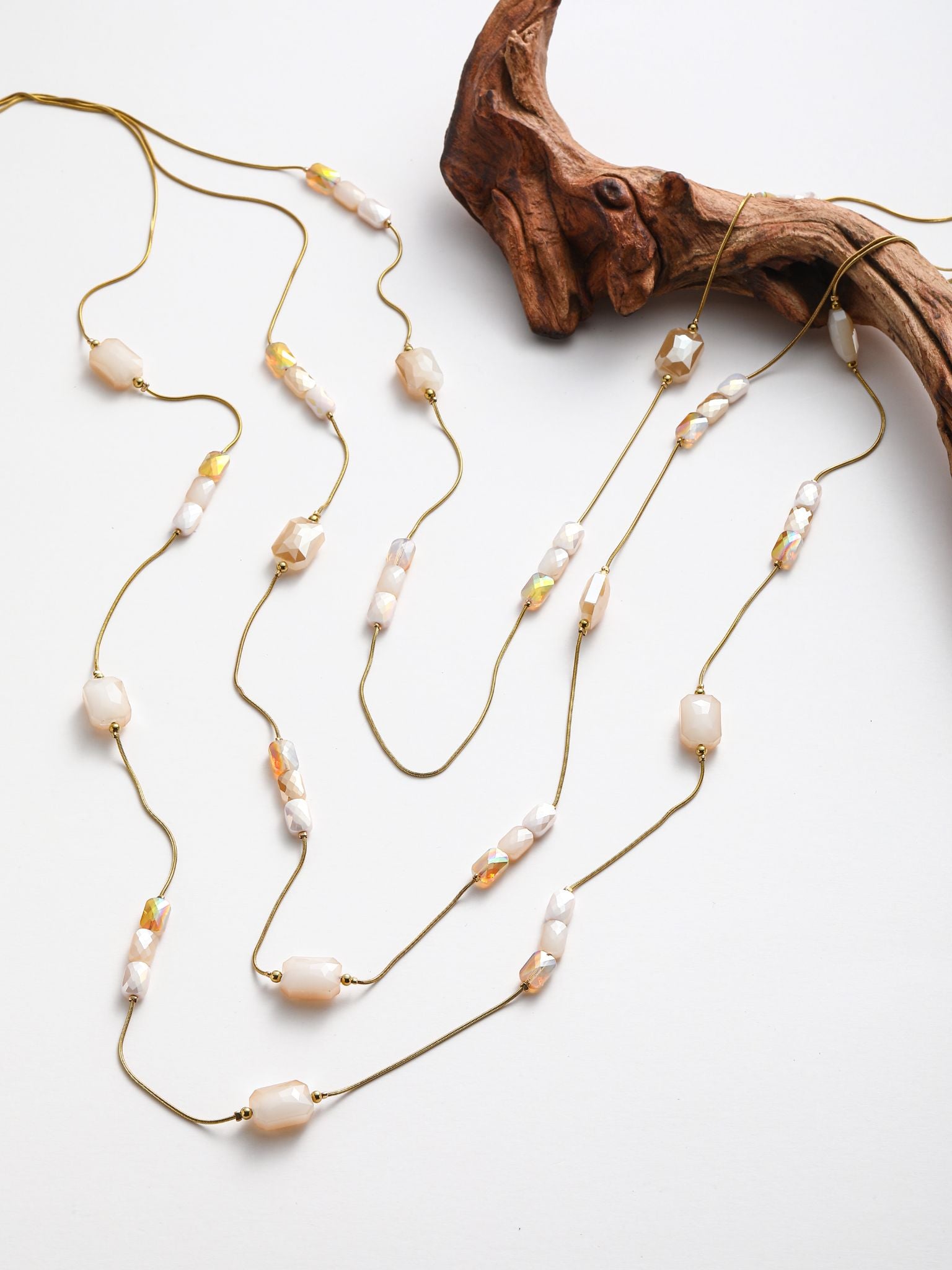 Collana in catena di serpente con cristalli a 3 st