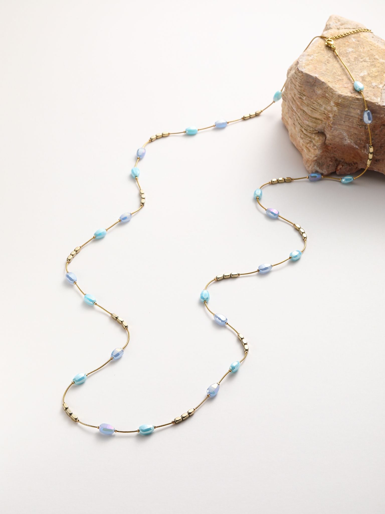 Collana a catene serpente oro con cristallo a form