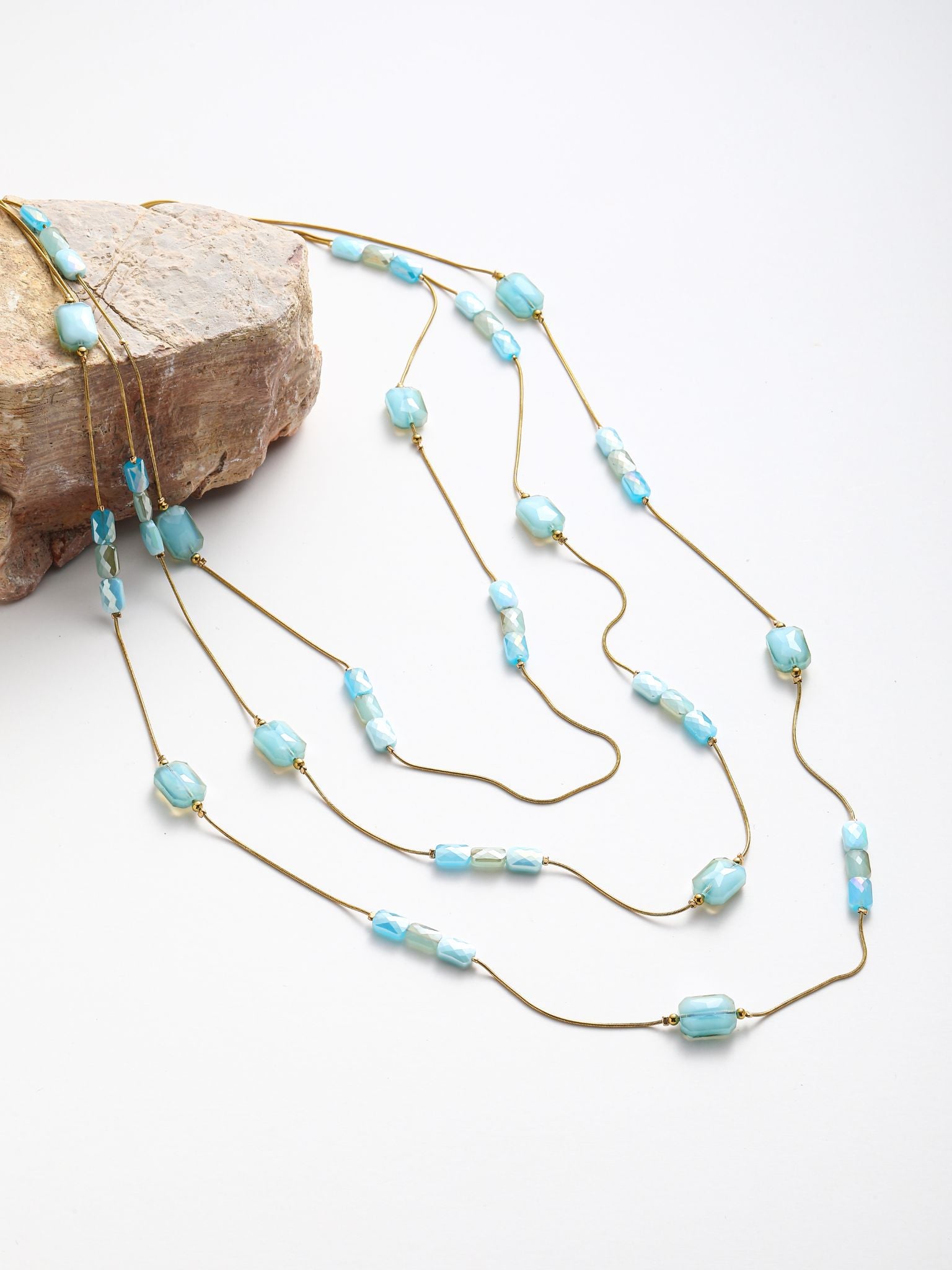 Collana in catena di serpente con cristalli a 3 st