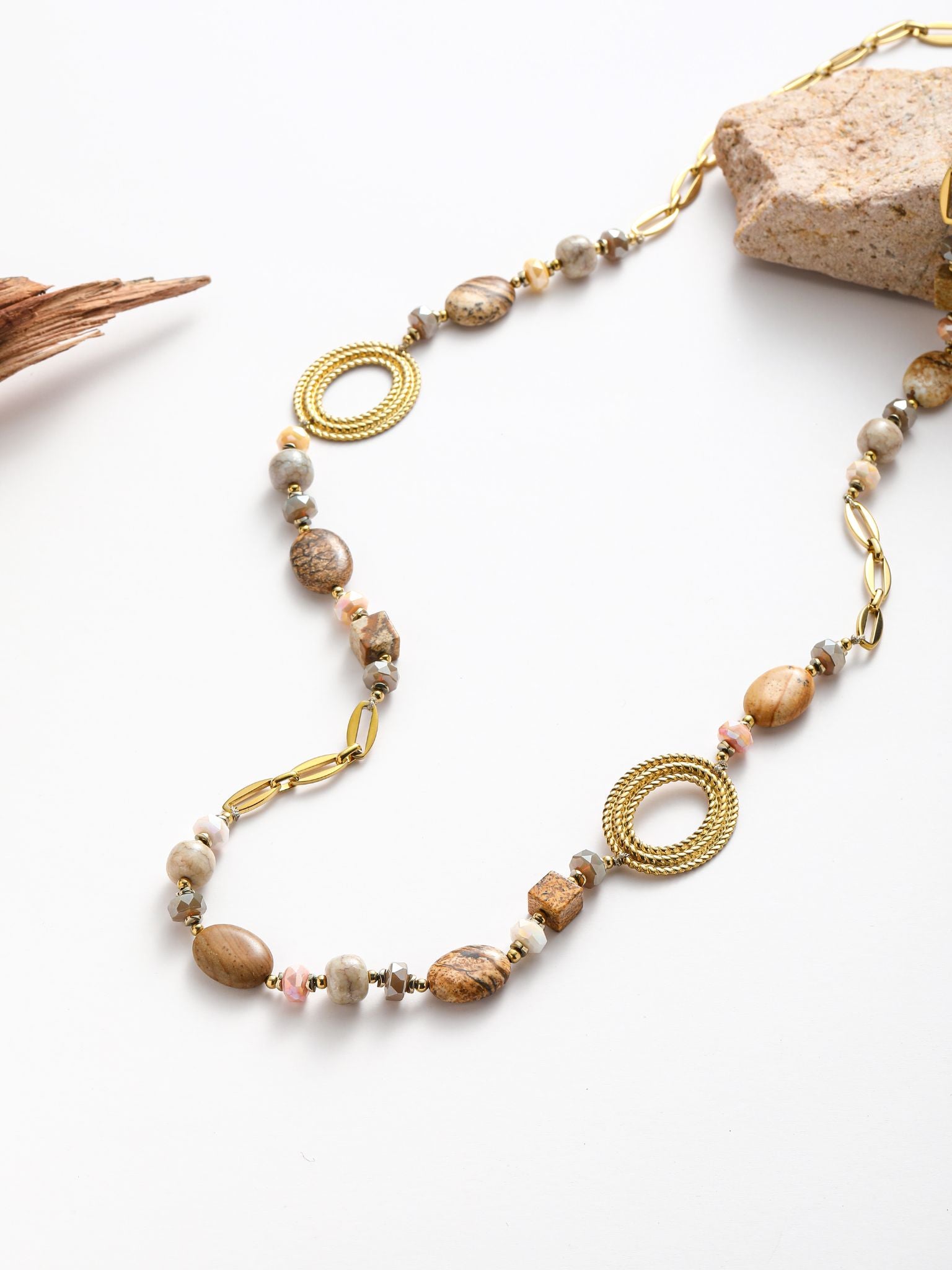 Collana in acciaio con pietra dura agata