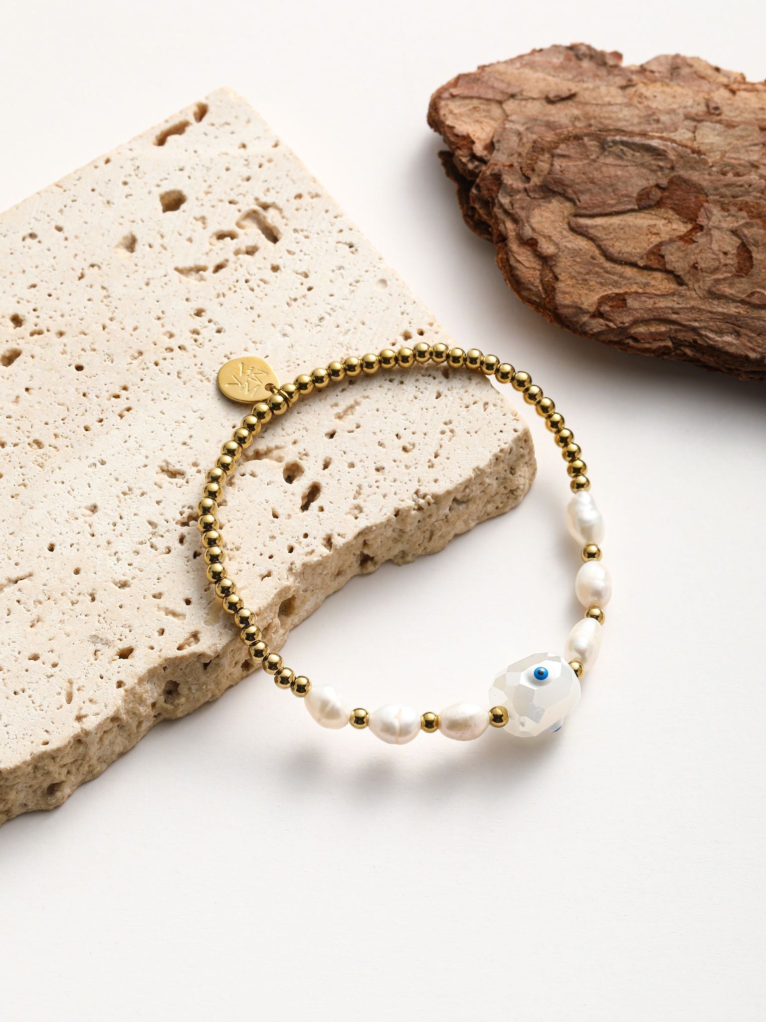 Bracciale in perline con vetro smalto occhi