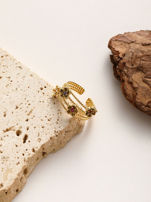 Anelli con fiori e strass