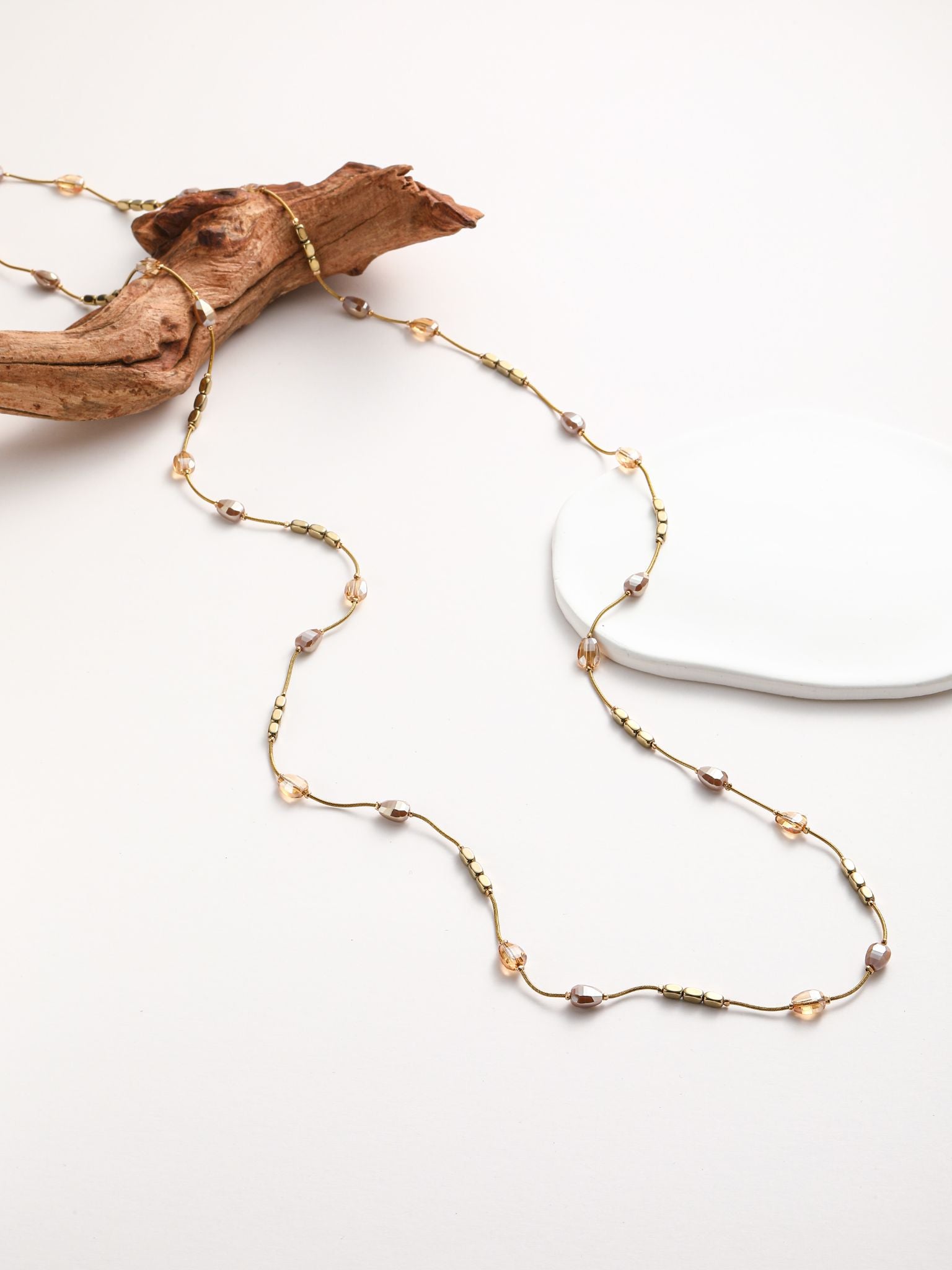 Collana a catene serpente oro con cristallo a form