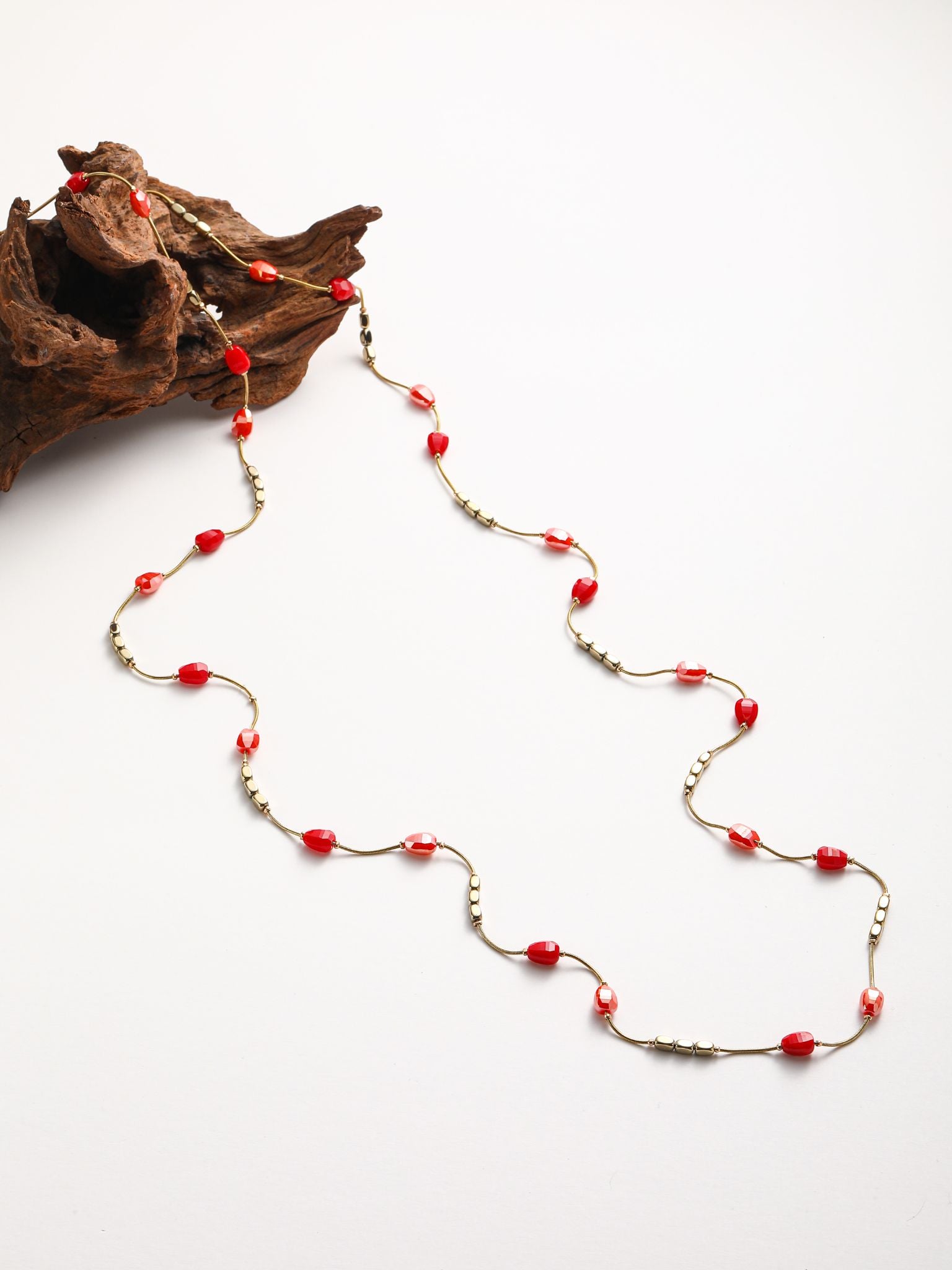 Collana a catene serpente oro con cristallo a form