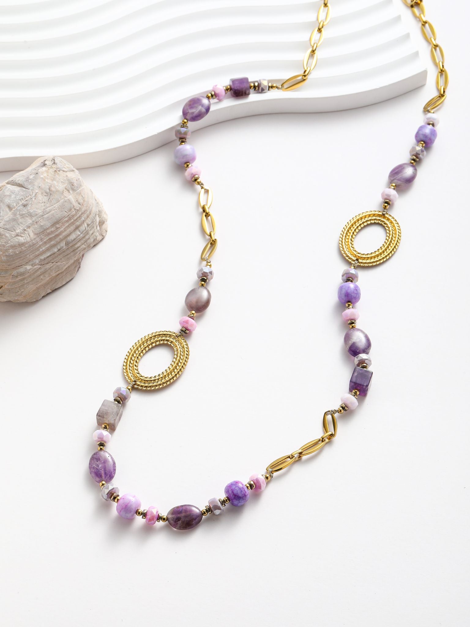 Collana in acciaio con pietra dura agata