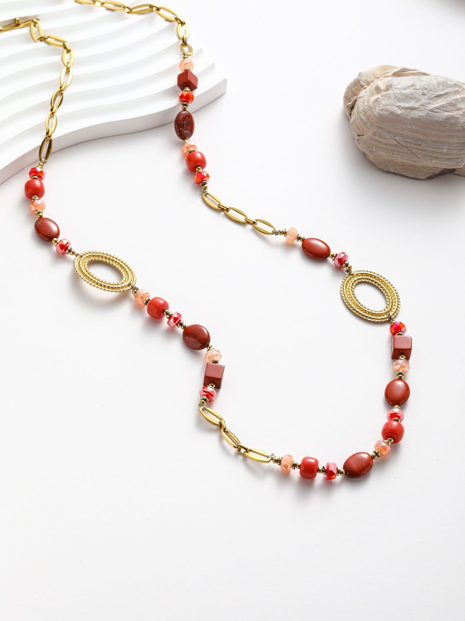 Collana in acciaio con pietra dura agata